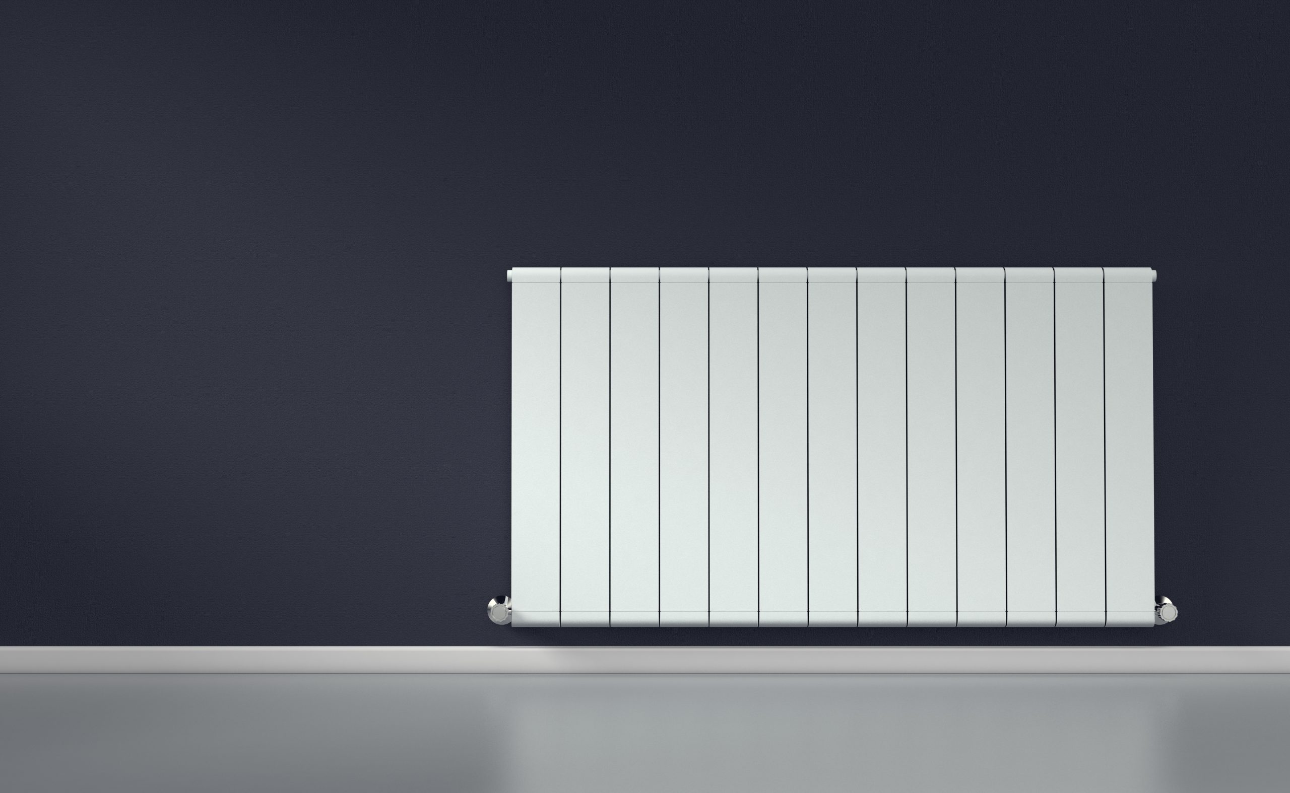 room with a modern radiator on a dark wall (3d render)